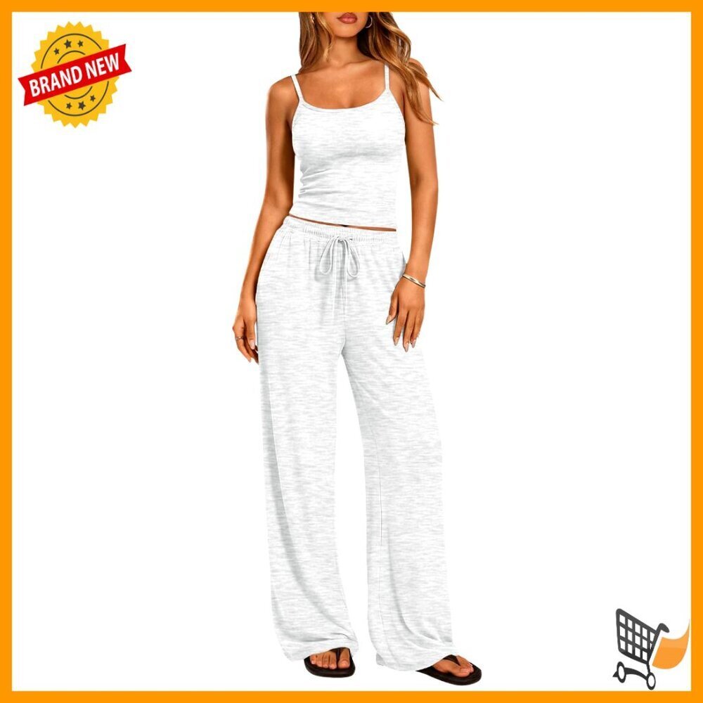 Lounge Set Camisole Top Wide Leg Pants Two Piece Comfort Stretch Chic